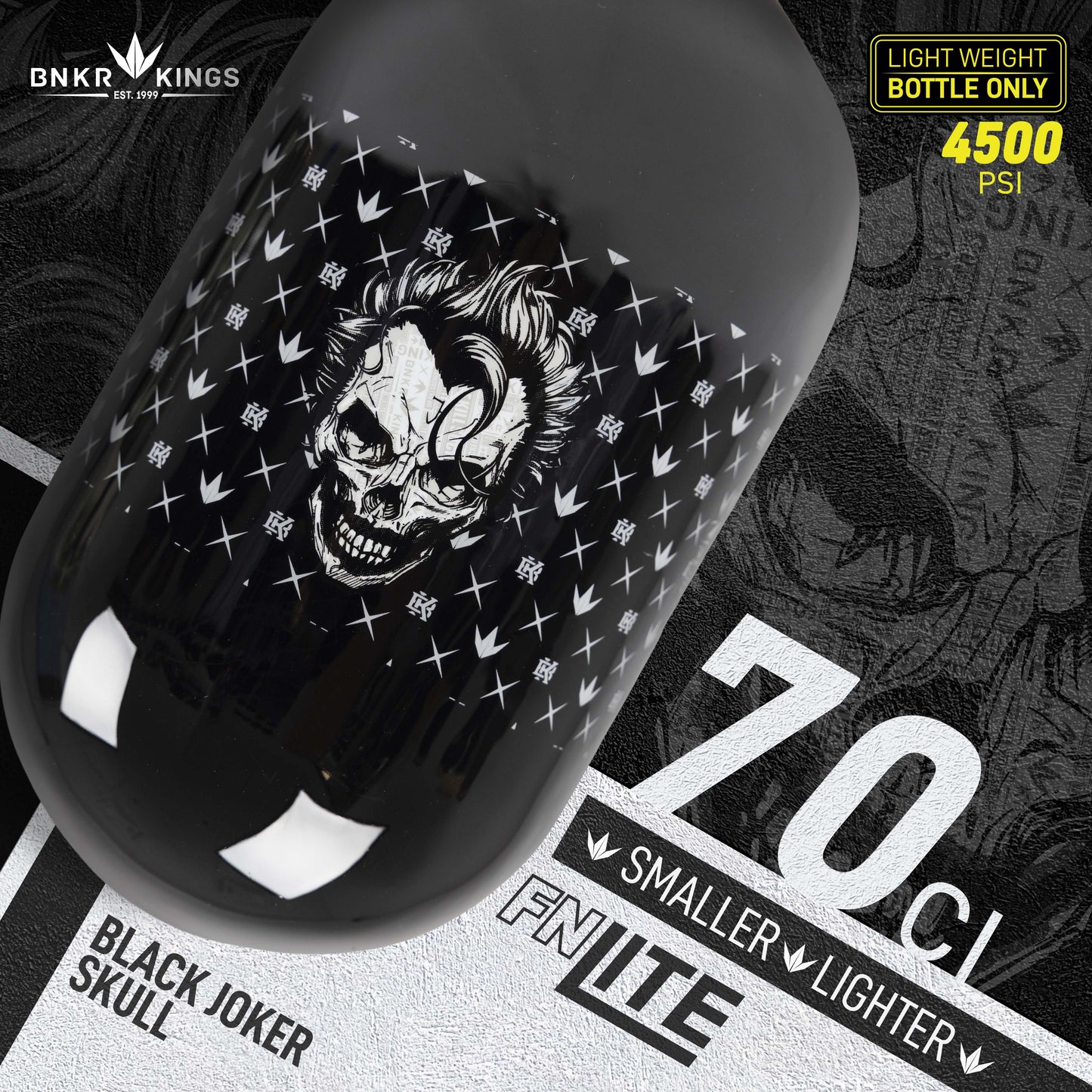 Bunkerkings FN Lite Air Bottle Only - 70ci 4500psi - Black Joker Skull