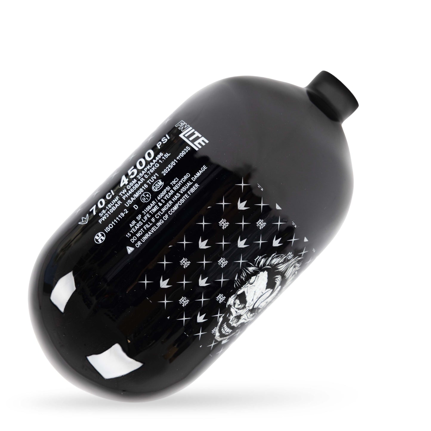 Bunkerkings FN Lite Air Bottle Only - 70ci 4500psi - Black Joker Skull
