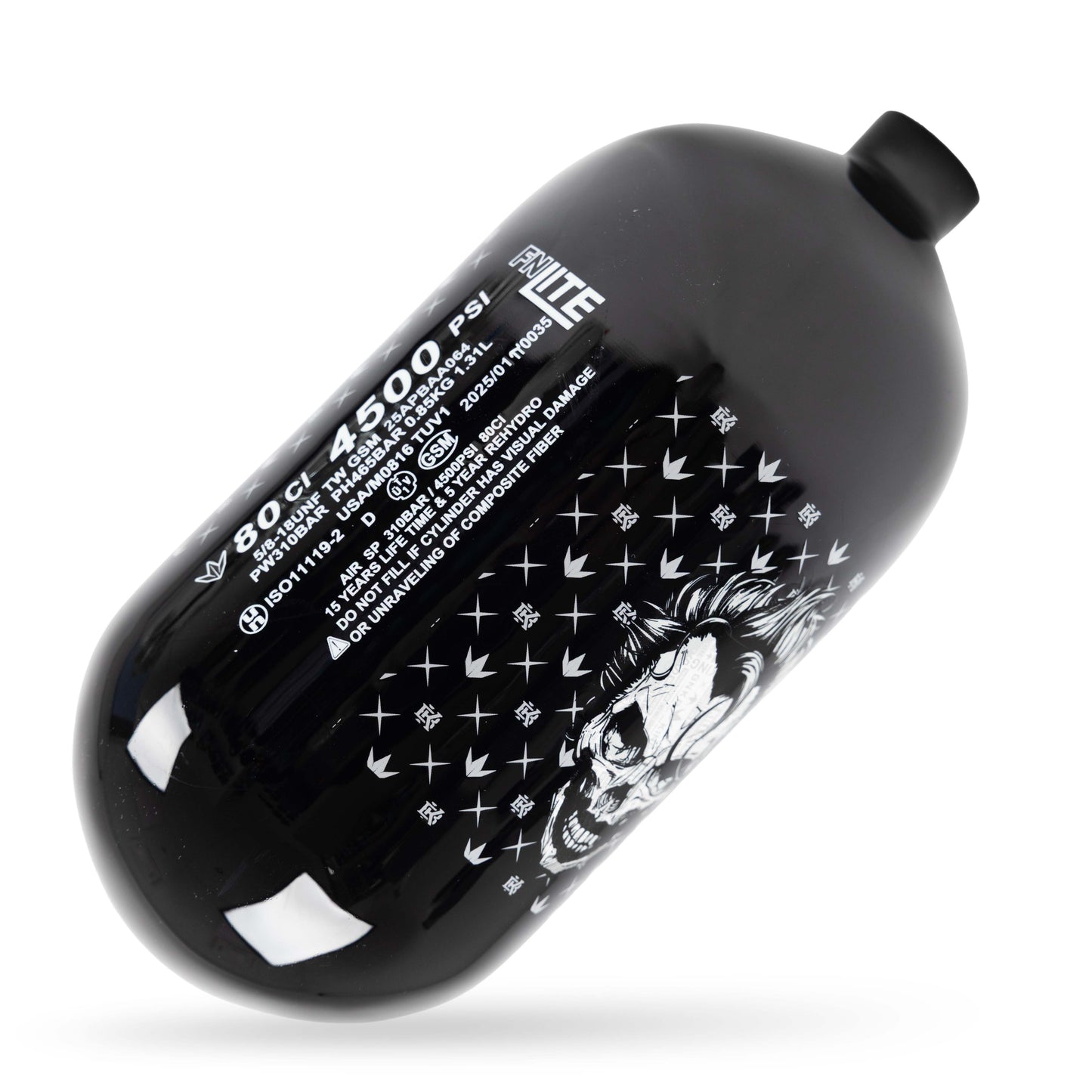 Bunkerkings FN Lite Air Bottle Only - 80ci 4500psi - Black Joker Skull