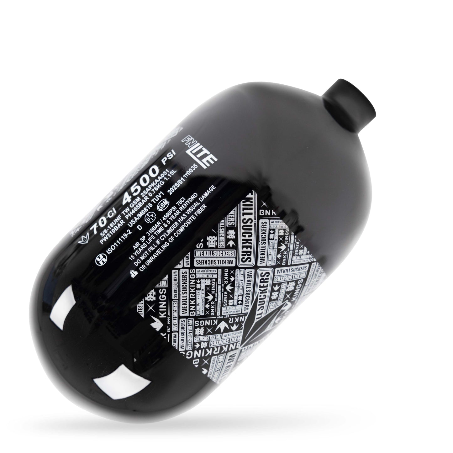 Bunkerkings FNLite Air Bottle Only - 70ci 4500psi - Black WKS