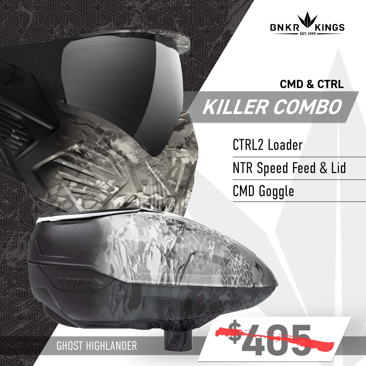 CMD & CTRL2 Killer Combo Goggle + Loader - Ghost Highlander