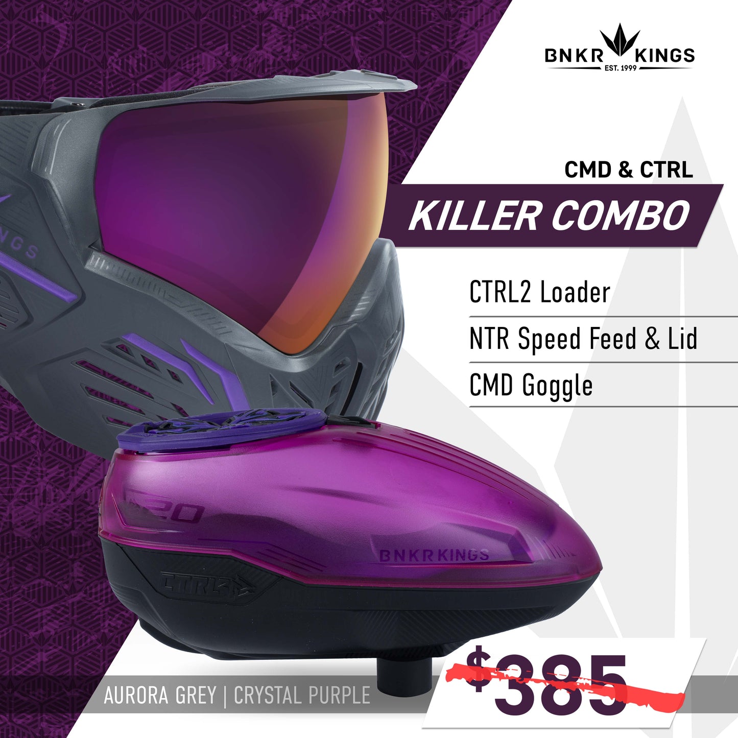 CMD & CTRL2 Killer Combo Goggle + Loader - Aurora Gray / Crystal Purple