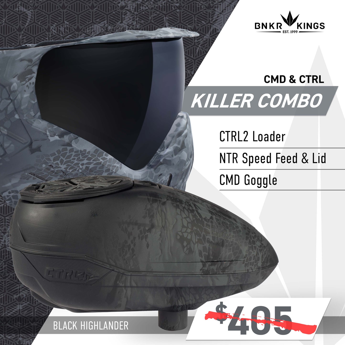 CMD & CTRL2 Killer Combo Goggle + Loader - Black Highlander