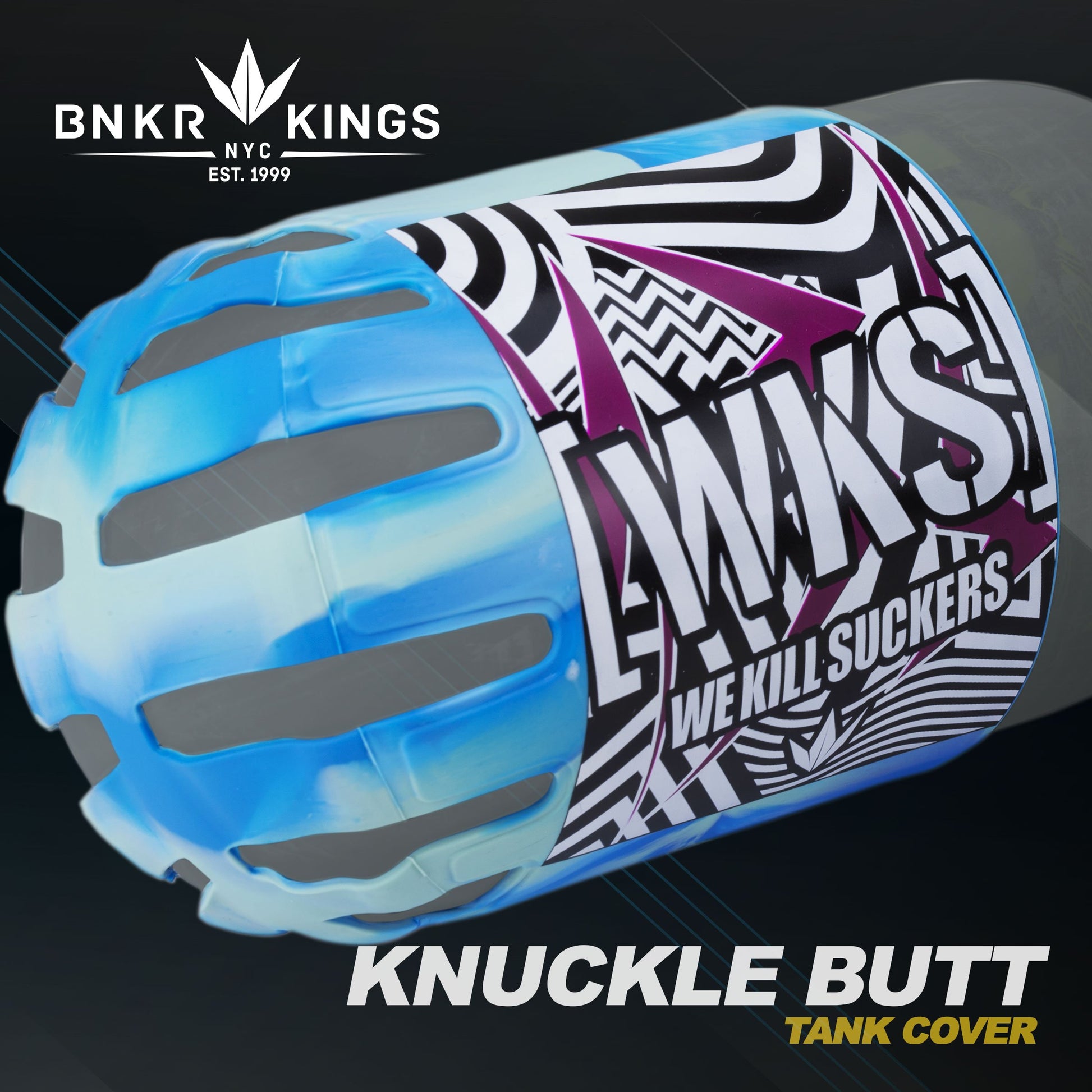 Bunkerkings - Knuckle Butt Tank Cover - WKS Shred - Cyan Bunkerkings - Knuckle Butt Tank Cover - WKS Shred - Cyan