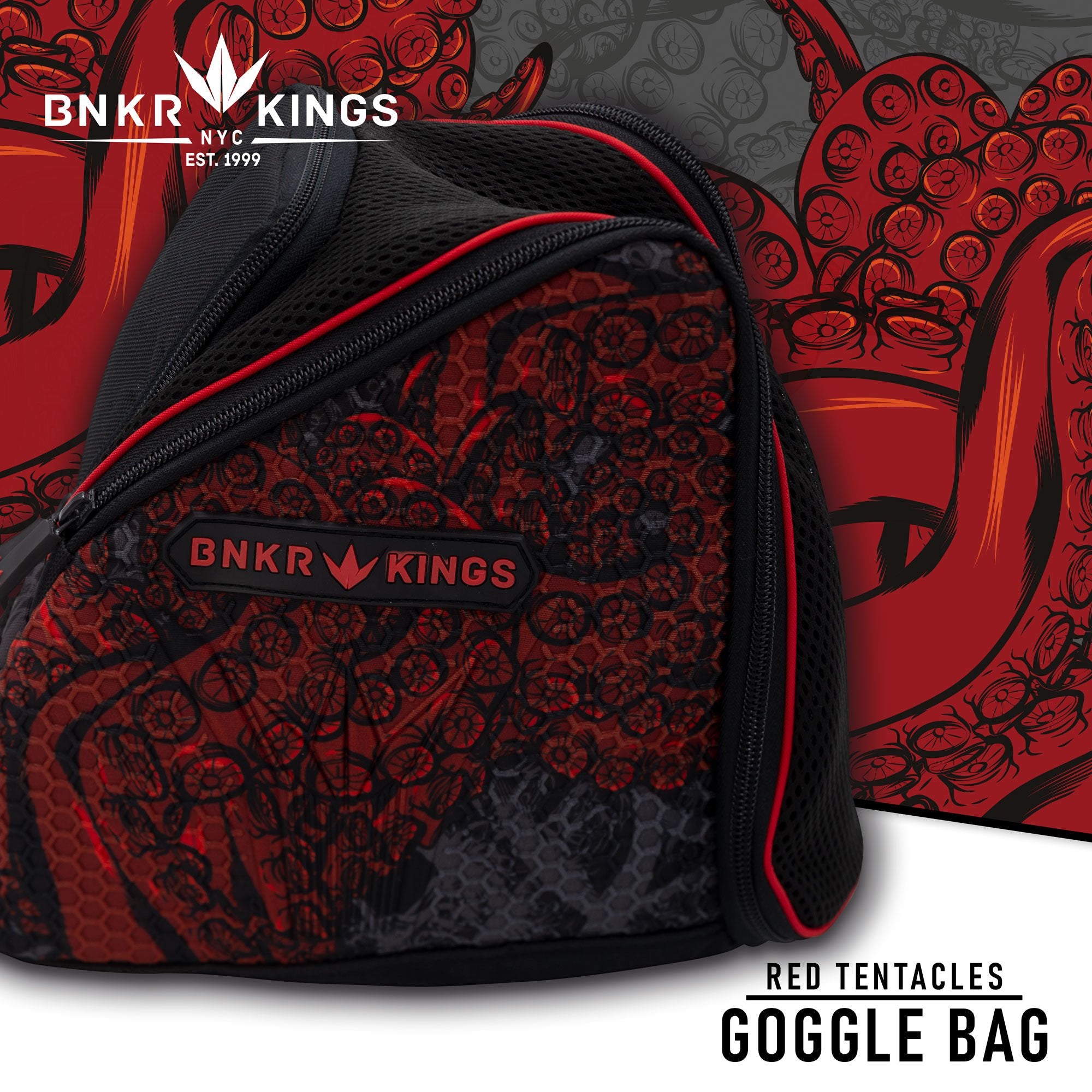 Bunkerkings Supreme Goggle Bag - Red Tentacles