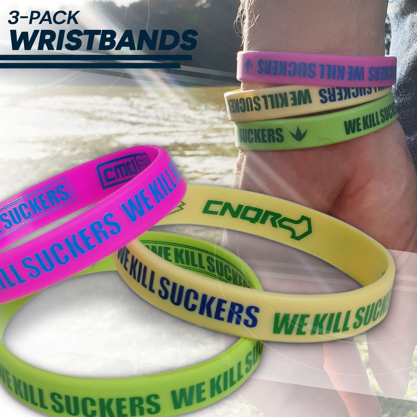 Bunkerkings Wristbands (3-Pack) - Pink/Rainbow/Lime